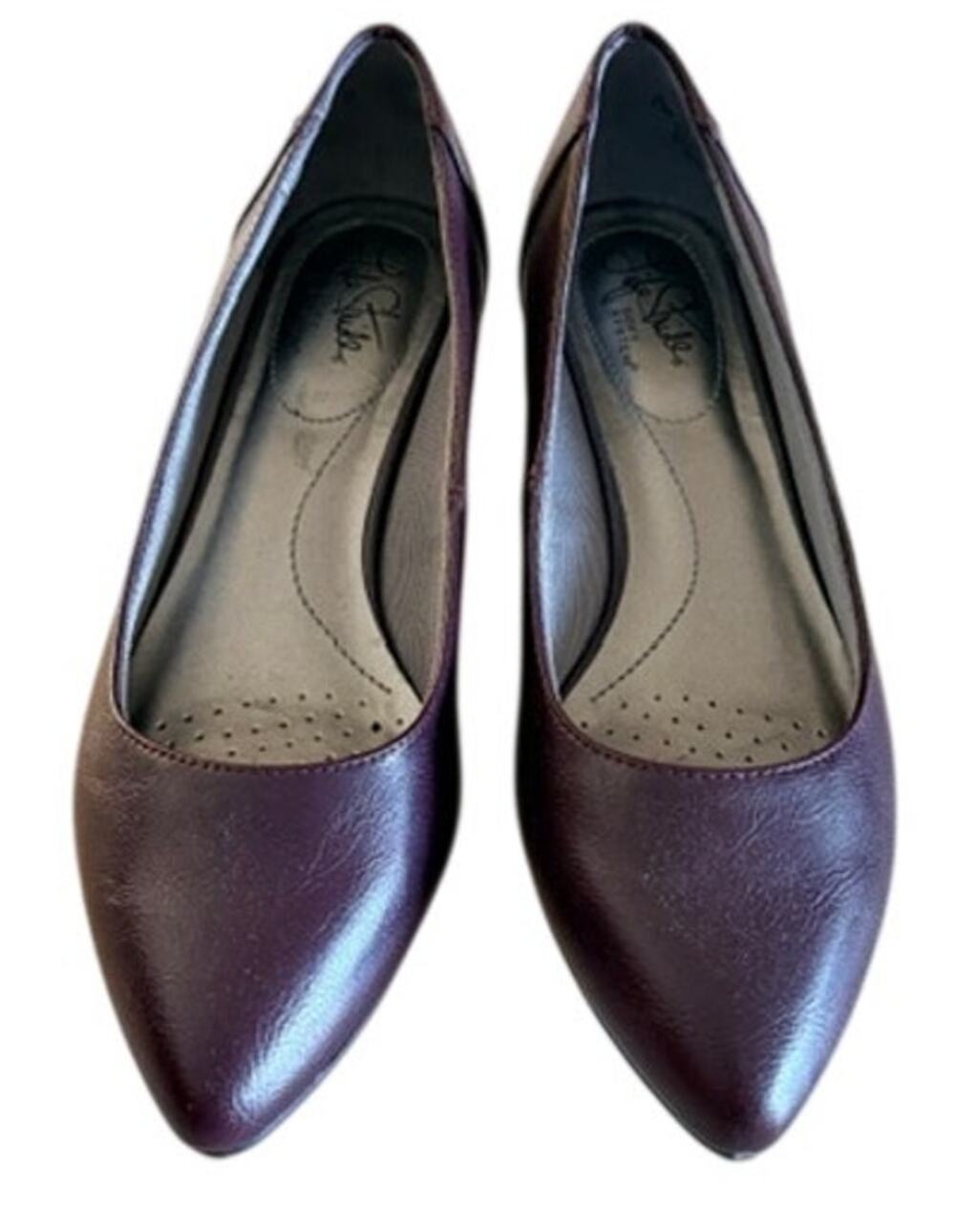 LifeStride Soft System Plum Burgundy Pointed Toe Wedge Flats Women's 11M